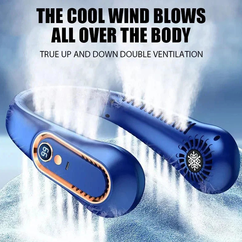 Hanging Neck Fan Digital Display Power Ventilador Bladeless Neckband Fan Portable Mini Air Cooler USB Rechargeable Electric Fans