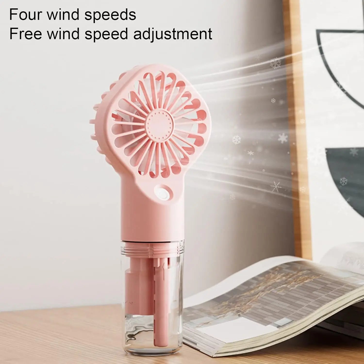 Mini Pocket USB Rechargeable Portable Misting Fan with 4 Adjustable Speeds Battery Operated Personal Mister Fan Spray Water Mist