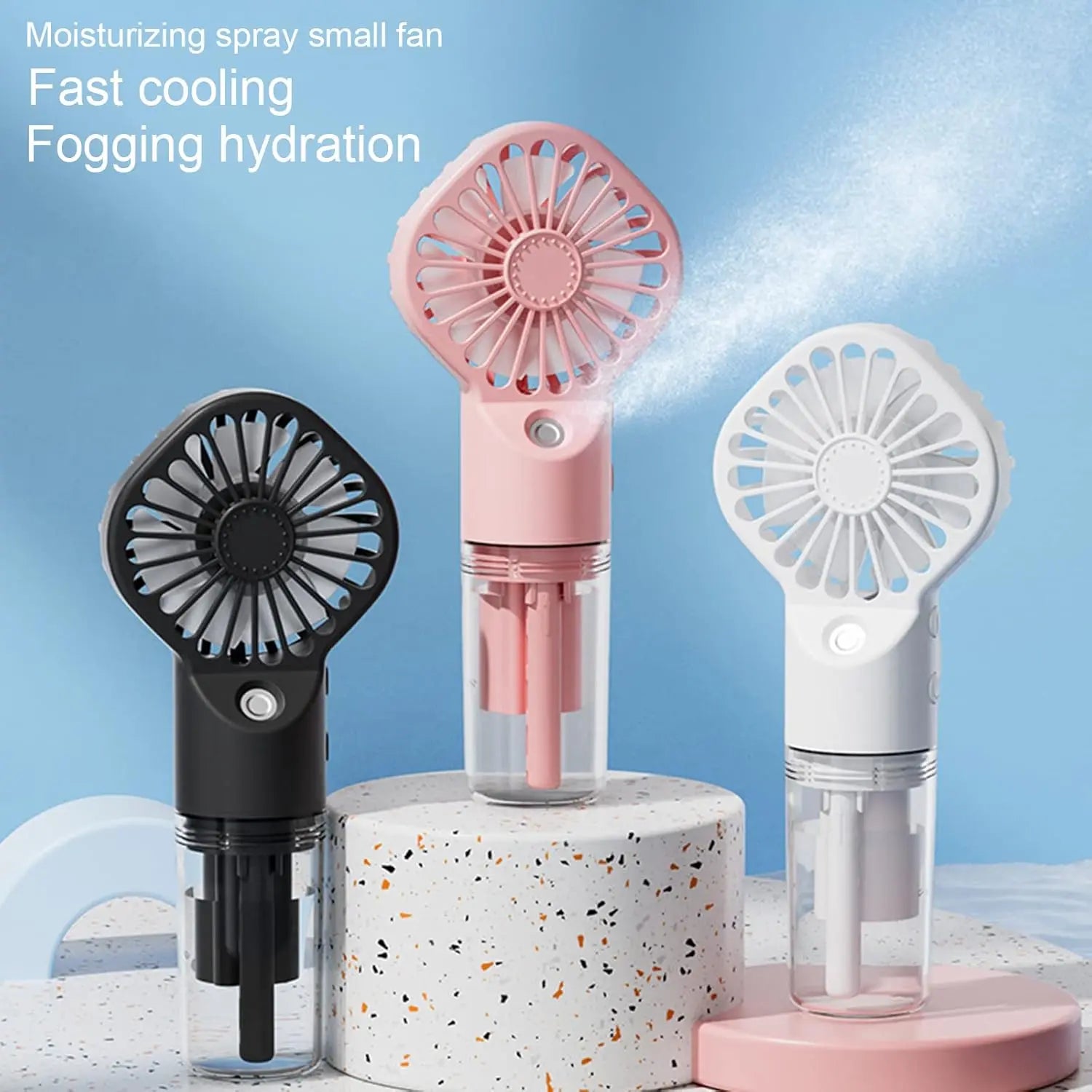 Mini Pocket USB Rechargeable Portable Misting Fan with 4 Adjustable Speeds Battery Operated Personal Mister Fan Spray Water Mist