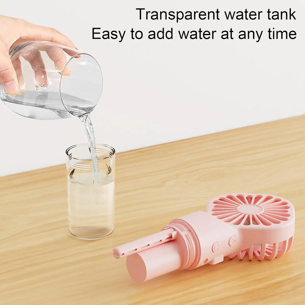Mini Pocket USB Rechargeable Portable Misting Fan with 4 Adjustable Speeds Battery Operated Personal Mister Fan Spray Water Mist
